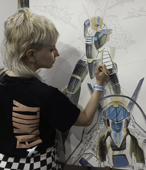 ROBOTECH 100x70 ORIGINAL PAINTING [IN NEGATIVE] - Imagen 2