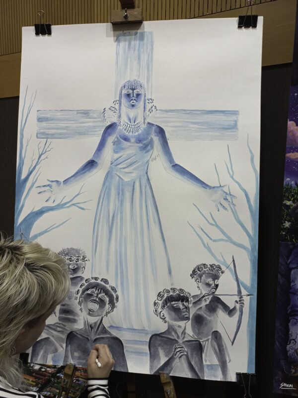 ZOMBIE 100x70 ORIGINAL PAINTING [IN NEGATIVE] - Imagen 2